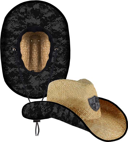 Cowboy Under Brim Straw Hat | Blackout Digi Camo