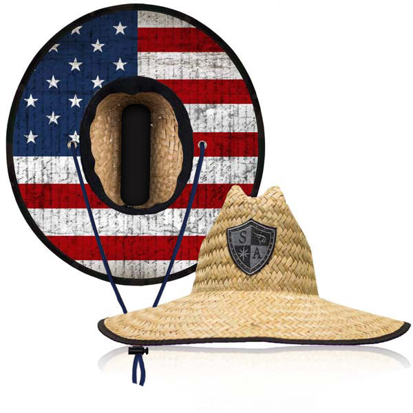 Under Brim Straw Hat | American Flag